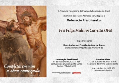Frei Felipe Carretta se prepara para sua ordenação presbiteral no Espírito Santo